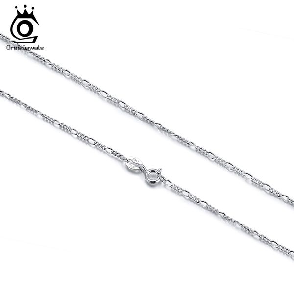 

orsa jewels classic style diamond-cut 4mm figaro link chain necklace 925 silver 40cm 45cm 50cm jewelry gift wholesale osc27