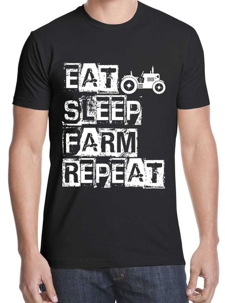 

2019 new t-shirt eat sleep farm repeat t-shirt men white black tractor funny ing