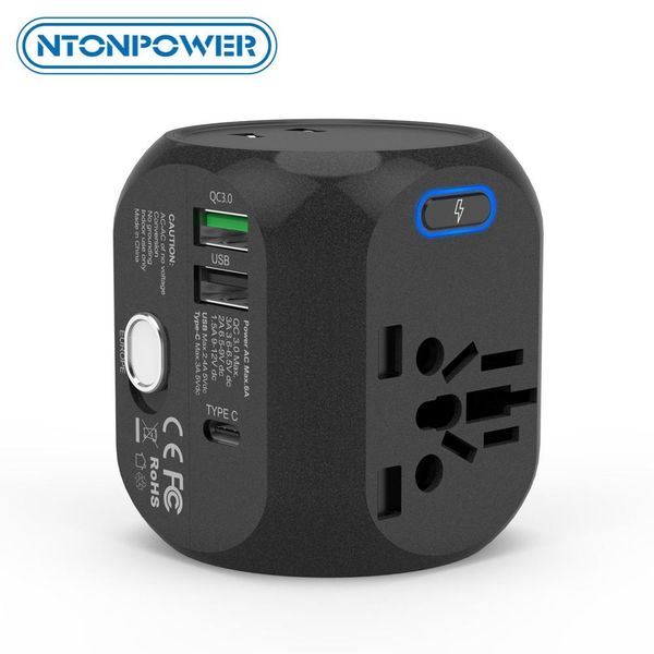 

nternational plug adaptor ntonpower universal adapter all-in-one international travel plug adapter with type-c qc3.0 wall charger for us