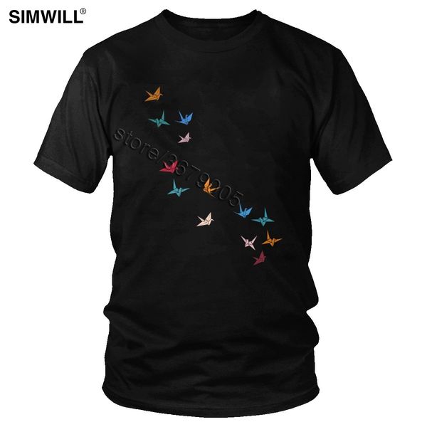 

flying paper cranes birds tees fashion casual cotton short sleeve t shirt men's streetwear summer valentine's day t-shirt gift