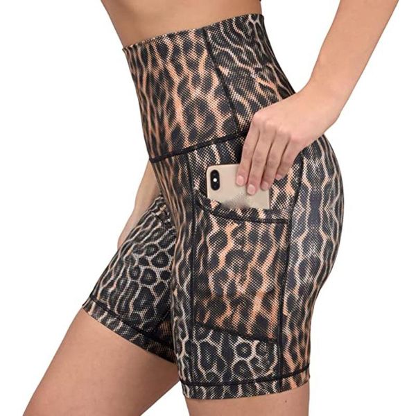 

high waist casual biker shorts summer 2020 women short pants leopard fitness cycling shorts skinny printed femme, White;red