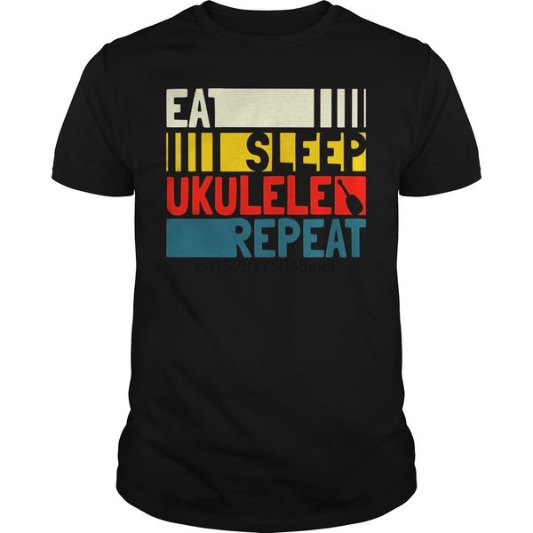 

men short sleeve tshirt eat sleep ukulele repeat t-shirt. ukulele vintage retro gift cool women t-shirt
