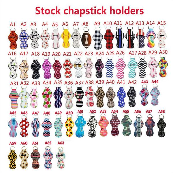 

dhl 182 colors pattern printing chapstick holder keychain girl chapstick lipstick keychain for party favors valentines gift fy8118