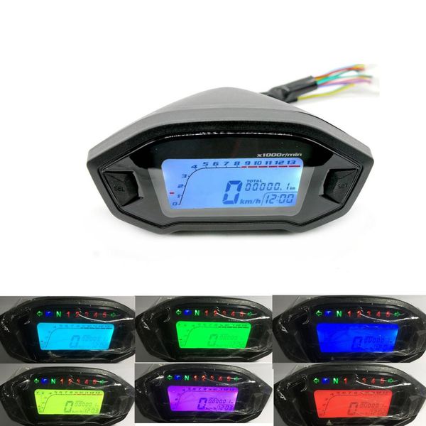 

7 цветов led мотоциклов lcd цифровой спидометр одометр тахометр kmh gauge