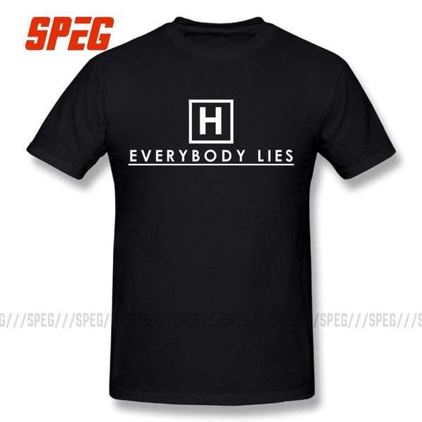 

funny geek t shirts everybody lies dr house t-shirt tee shirts man slim fit short sleeve tshirt discount men's casual 4xl 5xl