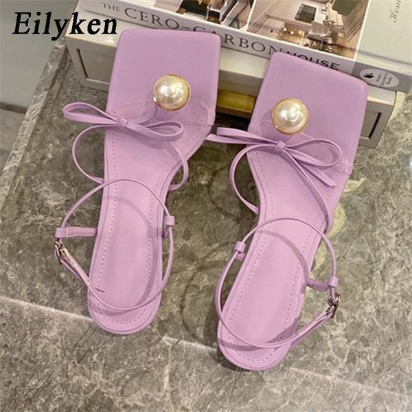 

eilyken fashion pearl decoration clip toe womens butterfly-knot lace up sandals ankle buckle strap low heels female shoes 0926 0928, Black