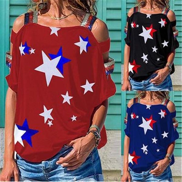 

suspender sleeve tees designer female pentagram printed strapless short sleeve shirts fashion plus size tshirts women drop, White