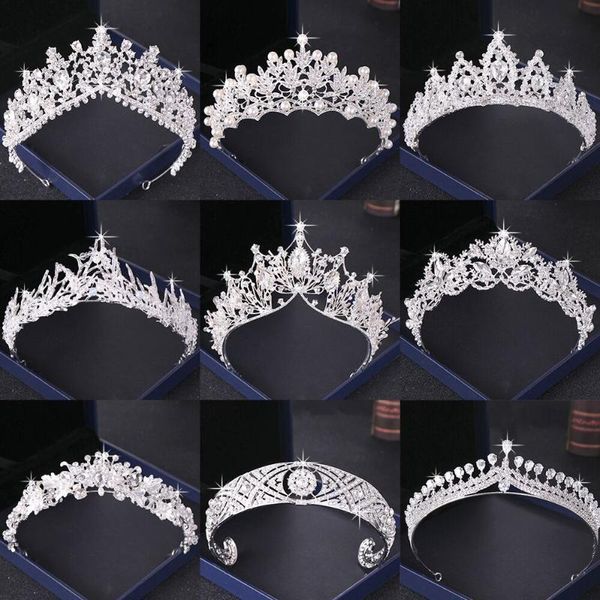 

silver color crystal tiaras and crowns wedding hair accessories bridal crown tiara diadem wedding headpiece women hair jewelry, Golden;silver
