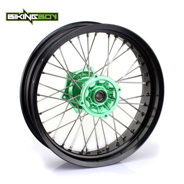

bikingboy 17" x 4.25" mx supermoto rear wheel rim hub 36 spokes for kx 125 250 06-13 kx-f 250 450 06-17 klx 450 2007-13