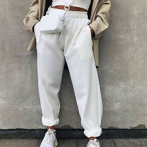 

2020 sweatpants women baggy gray sports pants joggers wide leg oversized streetwear high waisted trousers women, White;black