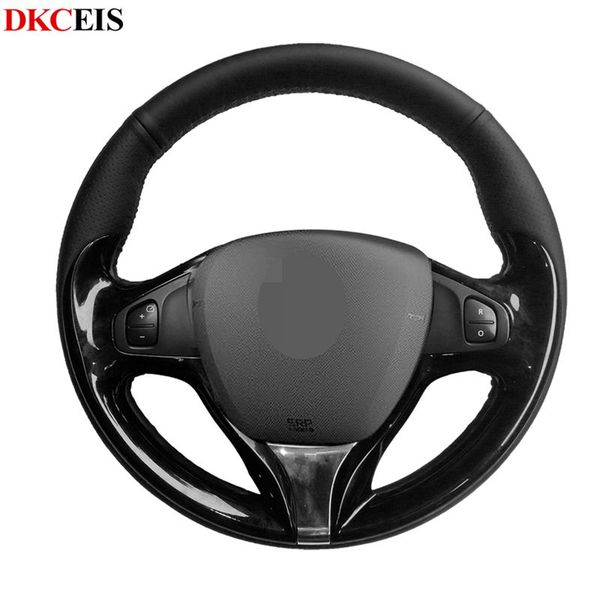 

hand-stitched black soft pu artificial leather car steering wheel cover for samsung qm3 2013-2020 clio 2013-2020