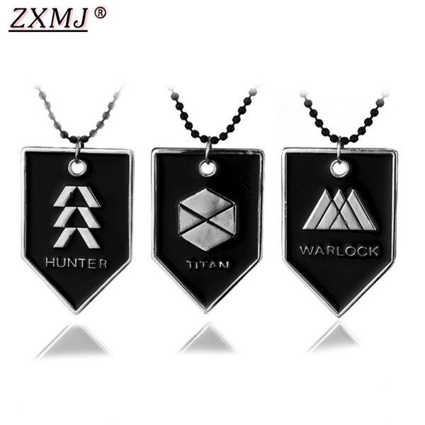 

zxmj necklace pendant letter logo warlock titan ps4 gaming peripherals for wowen men gift banner 2 game jewelry, Silver