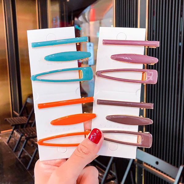 

candy-colored hairpins set headdress for women girl's trendy bright colored geometric barrettes duckbill clip hair accessories, Golden;silver