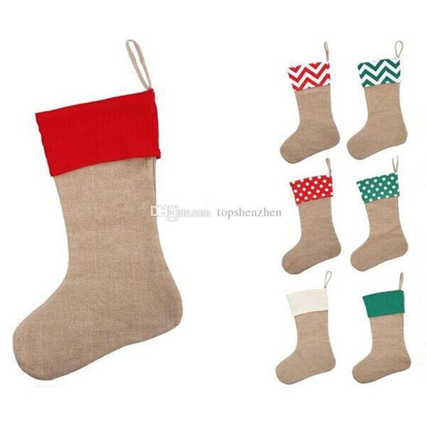 

12*18inch 2017 canvas christmas stocking gift bags canvas christmas xmas stocking large size plain burlap decorative socks bag