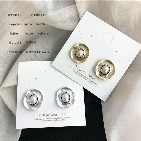 

dangle & chandelier 2021 korean vintage earrings for women gold silver color geometric with oval pearl fashion jewelry