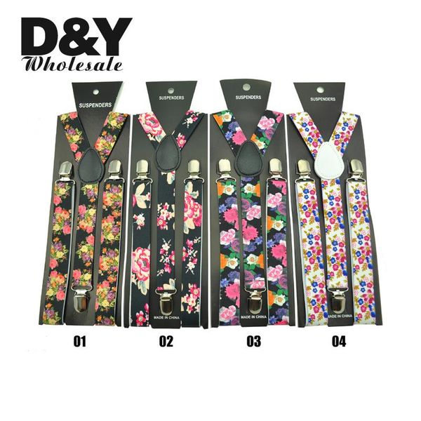 

suspenders 1inch wide 9 fashion "flower" pattern mix women`s clip-on braces y-back elastic suspender retail&wholesale, Black;white