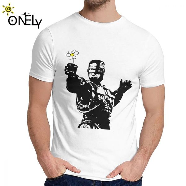 

great robocop likes flowers t shirt men's hip hop quality o-neck tee
