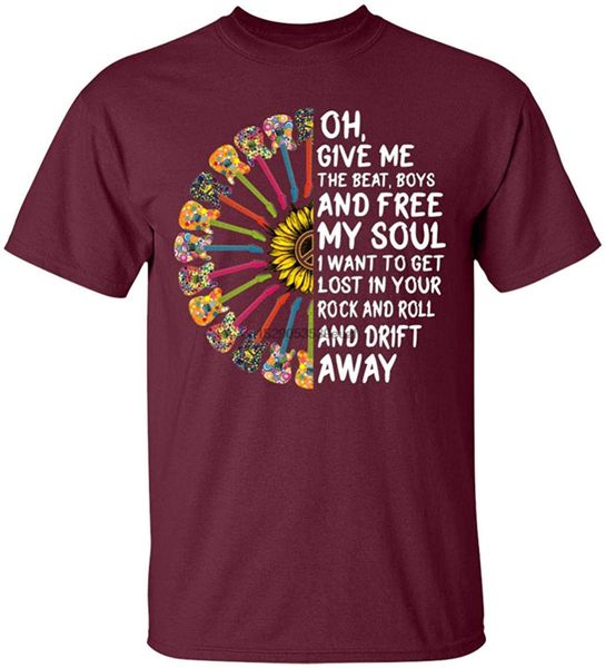 

oh give me the beat boys and my soul hippie guitar sunflower t shirt men women tee shirt loose size