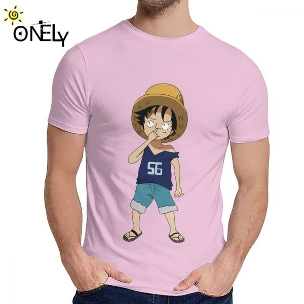 

graphic print one piece luffy picking his nose homme tee shirt for man hipster natural cotton clothes o-neck