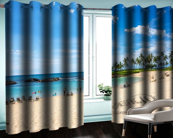 

3d modern curtain 3d living room curtain romantic tourist beach seascape romantic landscape blackout 3d curtain