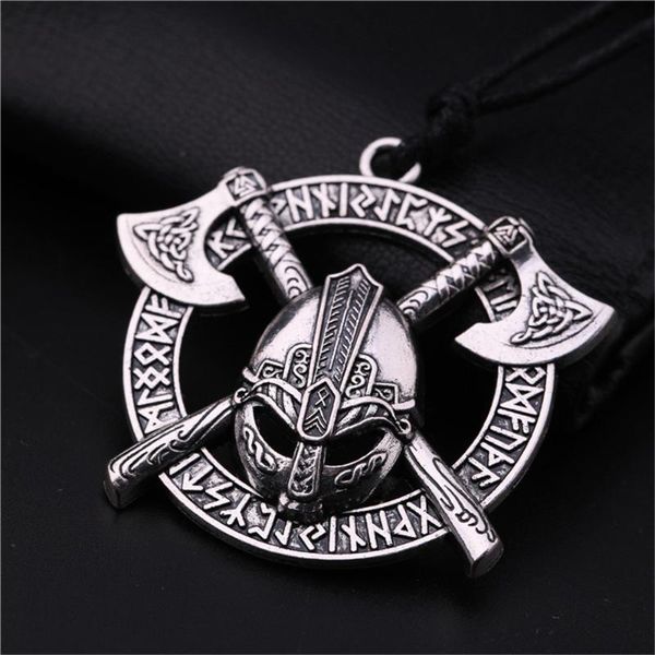 

pendant necklaces teamer viking odin raven slavic amulet sword axe helmet necklace jewelry vintage sliver color round men, Silver