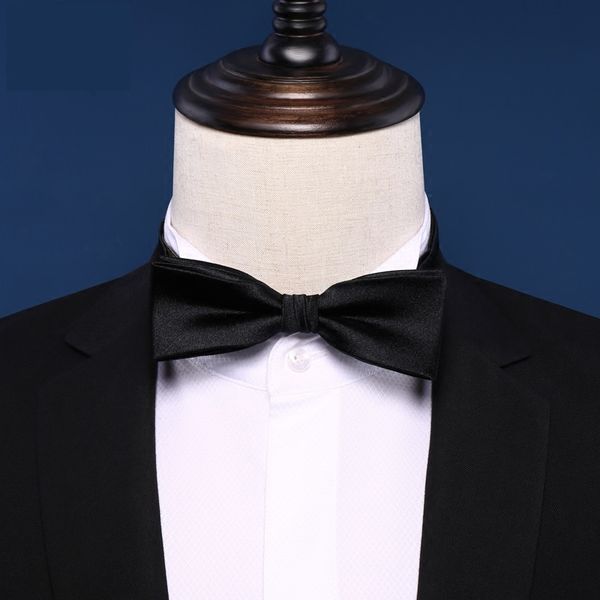 

2020 brand new fashion men's bow ties double fabric black silk bowtie banquet wedding bridegroom butterfly tie with gift box, Black;gray