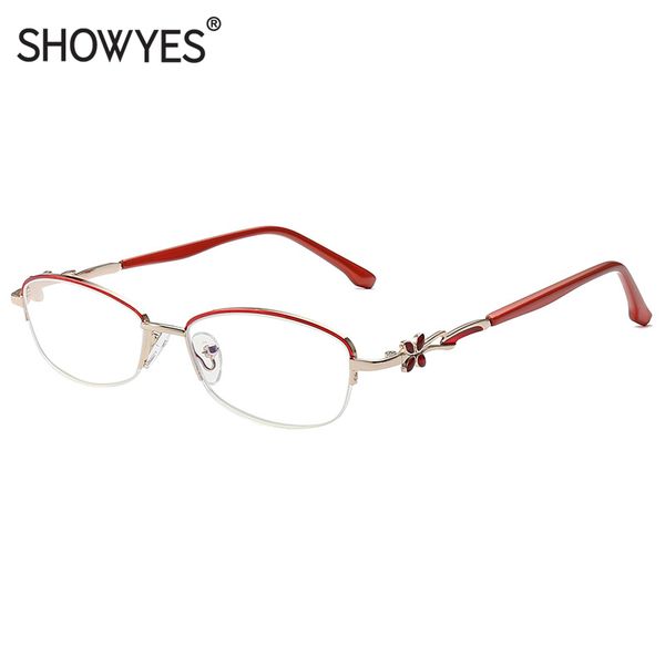 

luxury women half frame reading glasses anti-fatigue red alloy frame eye glasses magnifier hyperopia female eyewear 595, White;black