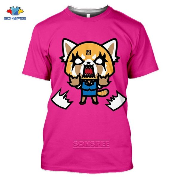 

punk death metal aggretsuko summer homme oversize cartoon game 3d print shirts aesthetic humor hentai men clothing