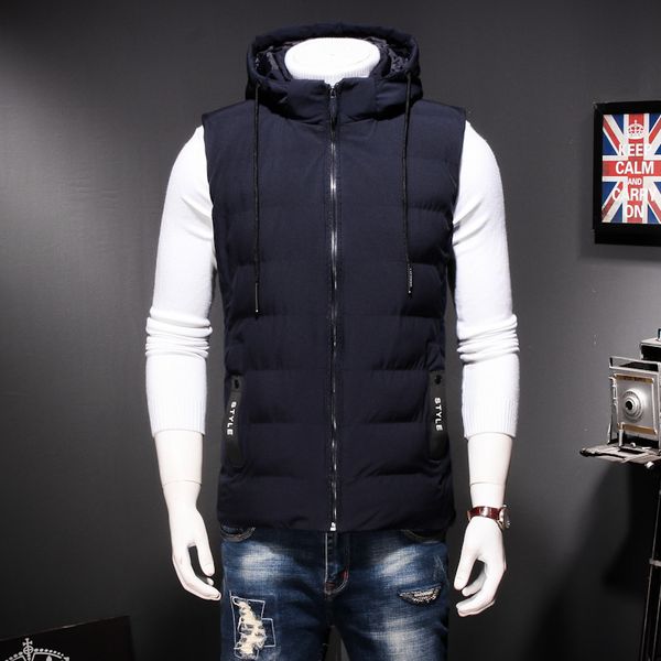 

plus size 2020 autumn winter men coat warm sleeveless jacket casual men vest coat waistcoat ultra light down vest -8xl, Black