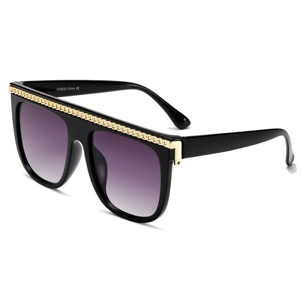 

2020 oversized square sunglasses women brand designer flat big sun glasses female vintage mirror shades travel gafa de sol, White;black