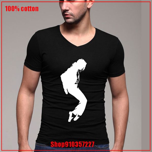 

michael jackson white t-shirt funny kawaii cartoon boy white v-neck charismatic boys summer fashion t-shirt