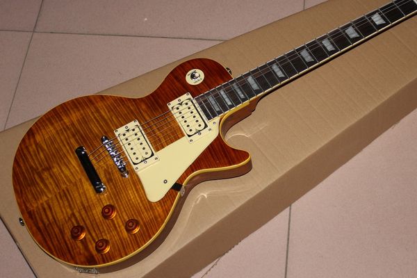 

пользовательский магазин, 1959 r 9 стандартного электрического guitar.brown пламени цвета тигра gitaar.rosewood гриф guitarra.one кусок шеи