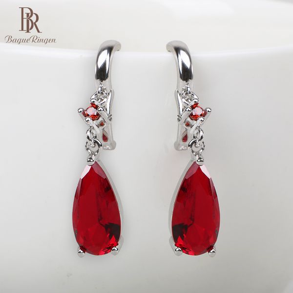 

dangle & chandelier bague ringen silver 925 jewelry gemstones earrings for women water drop shaped zircon female long ear drops anniversary