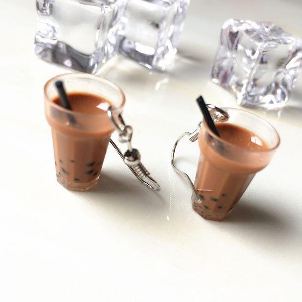 

funny bubble drop earrings resin personality milk drink earring for girl femme fashion jewelry party gift, Silver