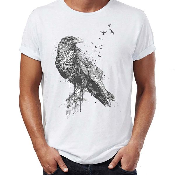 

мужская тенниска карандаш crow drawing картины искусство печатный tee