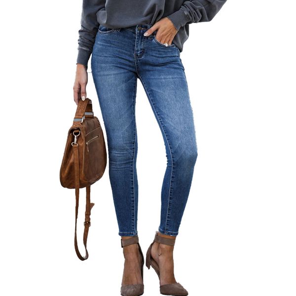 

women's jeans women high waist blue pencil pants elastic skinny stretchy spring trousers female