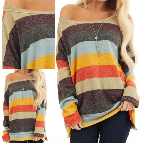 

women's wear 2020 autumn new long sleeve striped round fork fork sweater neck split sweater women's wear ucnh7, Black
