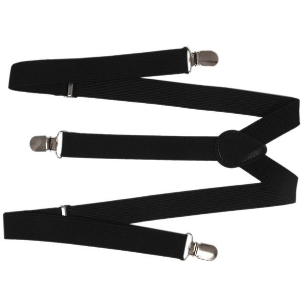 

suspenders lady woman adjustable metal clamp elastic braces - black, Black;white