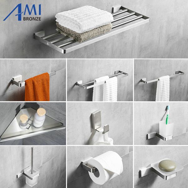 

bath accessory set 304sus brushed bathroom hardware towel rack bar paper holder cloth hook soap network