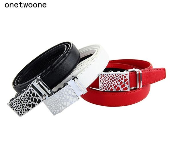 

new fashion genuine leather women belt waist automatic buckle belt leather belts female strap waist plus size 135 y200501, Black;brown