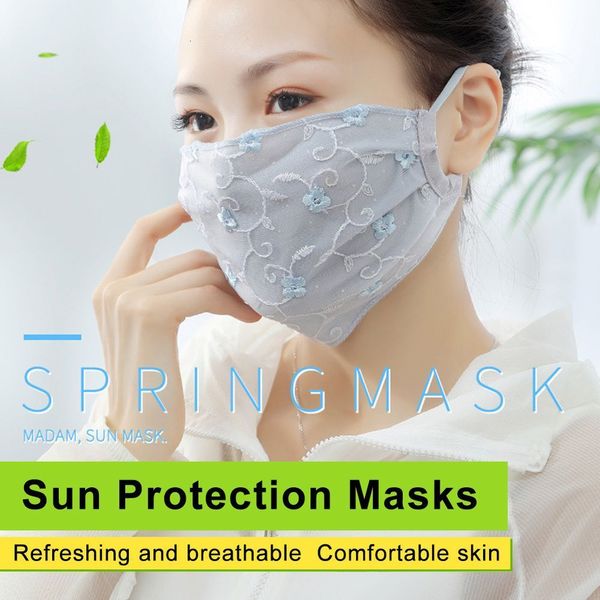 

breathable washable women lace flower embroidery dustproof protective face mask