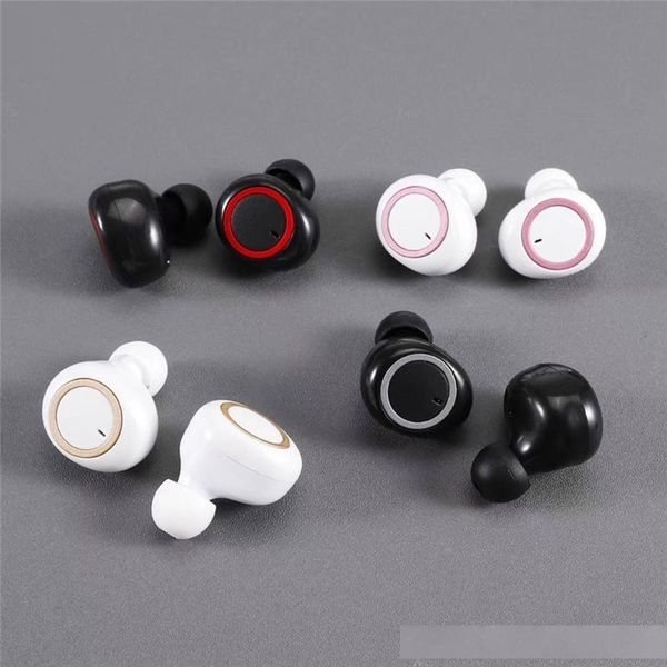

mini twins wireless bluetooth 5.0 stereo headset sport headphone in-ear earphones earbuds dt-2 tws with charging socket for smartphone