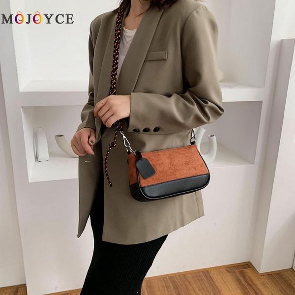 

women pu leather shoulder bag fashion splicing color handbag elegant hit color crossbody bags for women