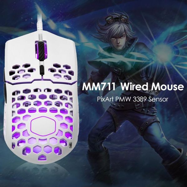 

mice mm711 usb wired honeycomb rgb 16000 dpi adjustable game mouse 5 buttons ergonomic silent 1.8m gaming dropship