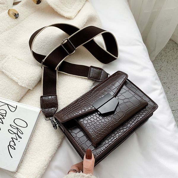

2020 new mini handbags women fashion ins ultra fire retro wide shoulder strap messenger bag purse simple style crossbody bags