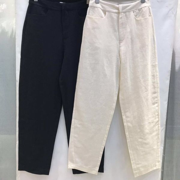 

high waist straight long trousers women's simple zipper early autumn female pants, Black;white