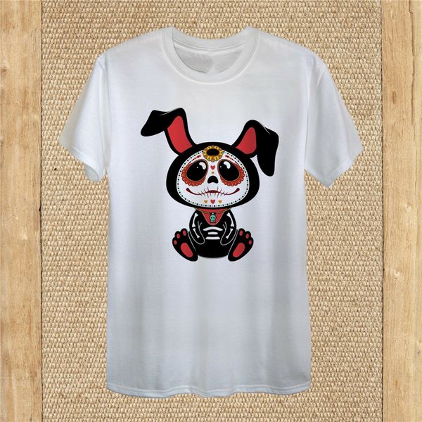 

funny bunny day of the dead sugar face t-shirt 100% cotton women retro tee shirt