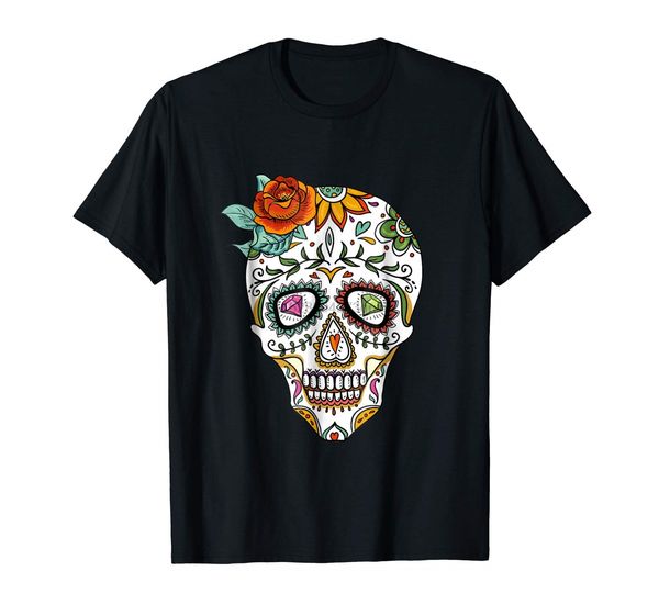 

2020 fashion t shirt men halloween flower skull tshirt women day of the dead gift