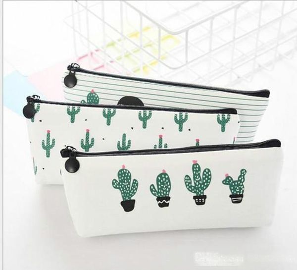 

creative cactus pencil case purse canvas portable pen money wallet stripe zipper pouch pocket keyring gift kawaii pencil bag cute design