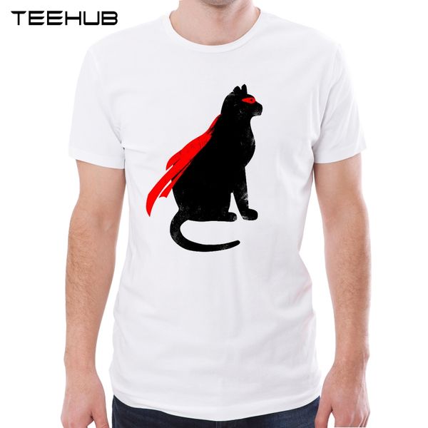 

2019 men's new funny super cat printed short sleeve t-shirt summer fashion cool novelty o-neck soft tee
